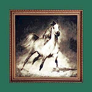 Beyaz At Goblen Tablo T36 80cmx80cm