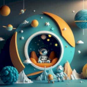 Astronot ve Evi Çocuk Odası Duvar Kağıdı YCO-00208