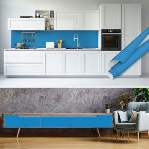 Kendinden Yapışkanlı Mavi Folyo Suya Dayanıklı Dekorotif Folyolar 45 cm ve 90 cm Rulo Çeşitleri Dekoros'ta. Yapışkan Duvar Kaplama Folyosu İçin Sende Tıkla!