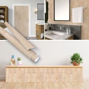 Ahşap Lamine Parke Desenli Yapışkan Folyo 45 cm ve 90 cm Rulo Çeşitleri Dekoros'ta. Tezgah, Banyo, Duvar ve Masa Kaplamaya Uygun. Şimdi Tıkla.