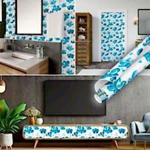 Pastel Mavi Çiçekler Yapışkanlı Folyo 45 cm ve 90 cm Rulo Çeşitleri Dekoros'ta! Kendinden Yapışkanlı, Desen Takipli, Kaplama Folyoları için Hemen Tıkla!
