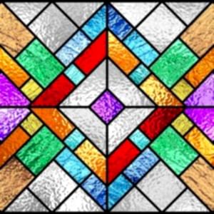 Renkli Geometrik Desenli Şeffaf Yapışkanlı Folyo 45 cm ve 90 cm Rulo Çeşitleri Dekoros'ta! Kendinden Yapışkanlı, Ofis Cam Kaplama Folyoları için Tıklayın!