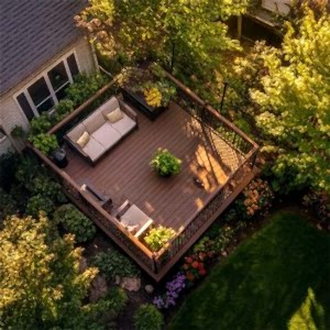 İçi Tam Dolu Çizgili Kompozit Deck Kahverengi